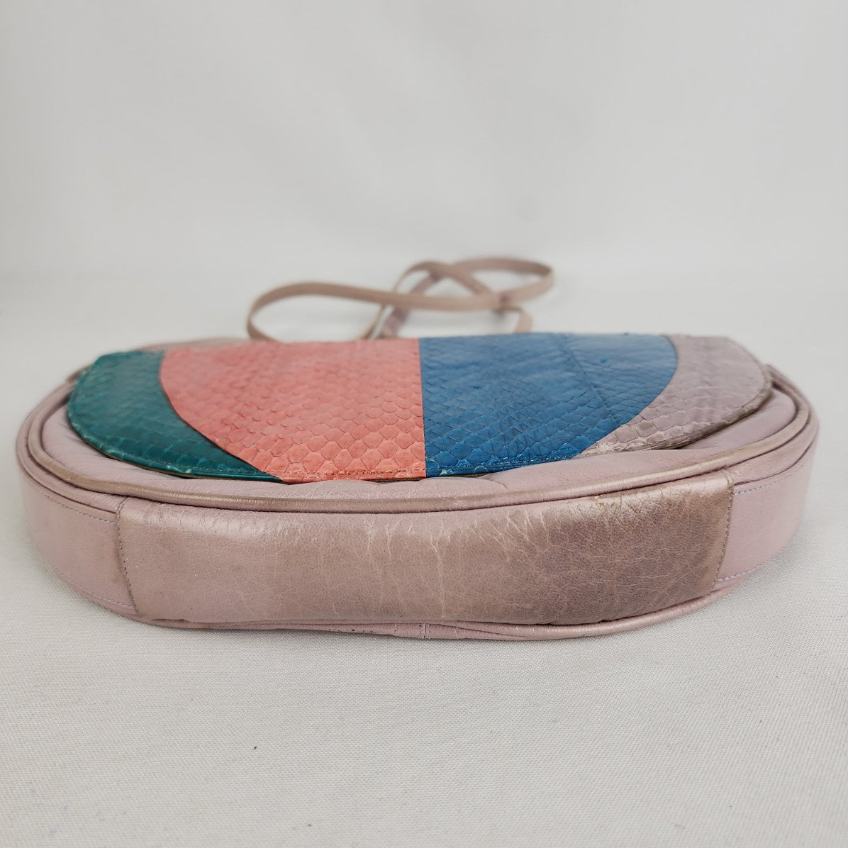 Vintage Purple Color Block Leather Shoulder Purse