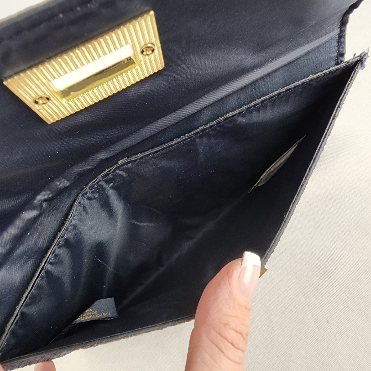Este Lauder Blue Sparkle Envelope Clutch Purse