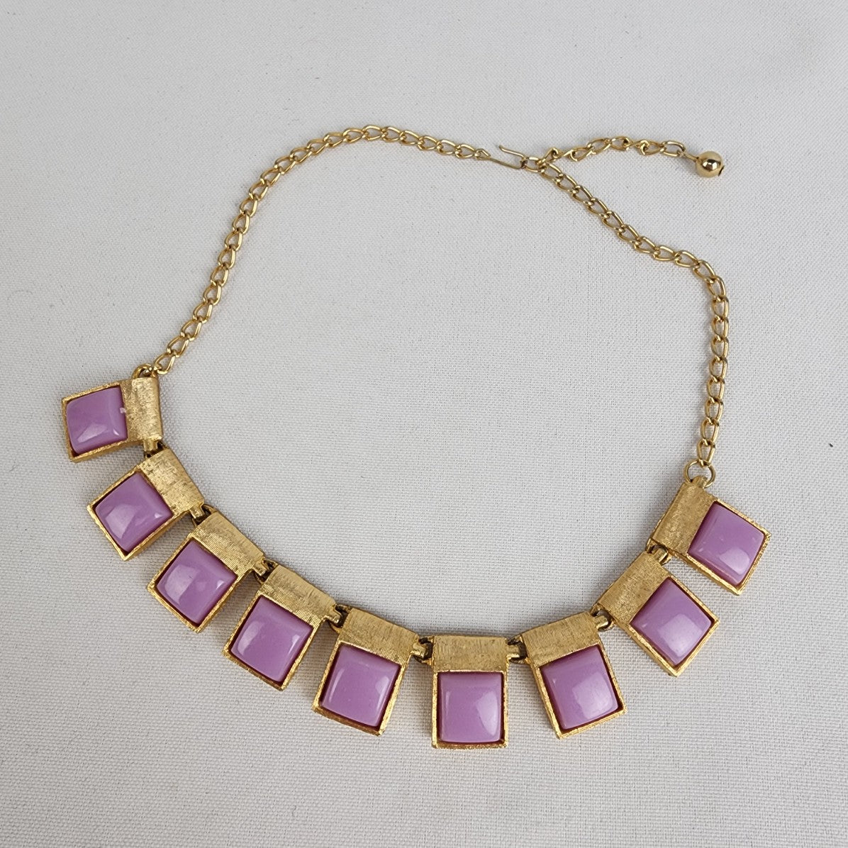 Vintage Gold Tone Purple Collar Necklace