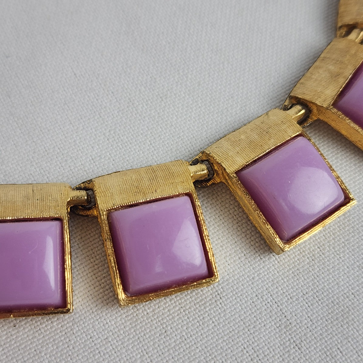 Vintage Gold Tone Purple Collar Necklace