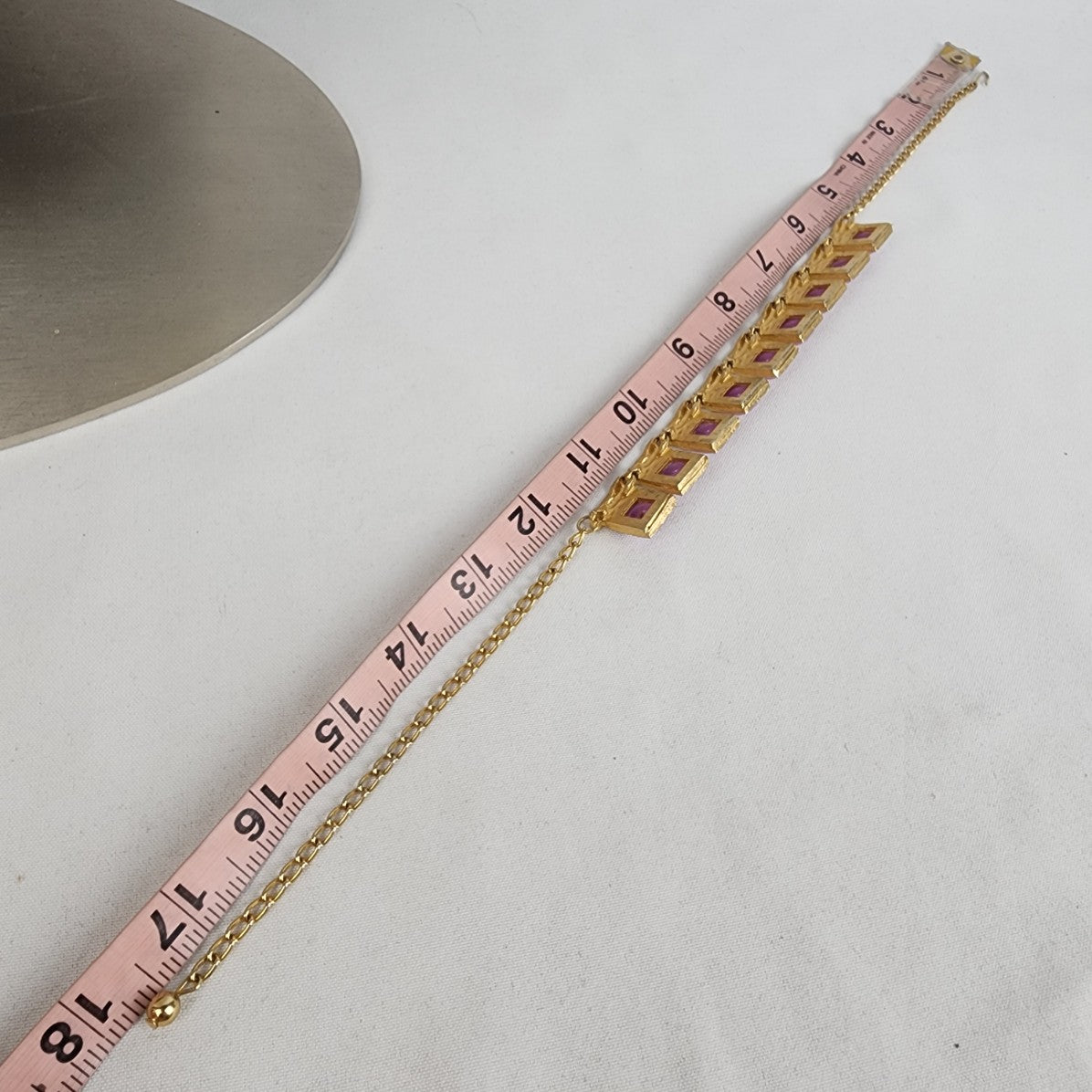 Vintage Gold Tone Purple Collar Necklace