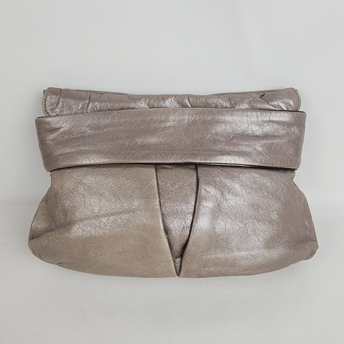 Kooba Metallic Silver Leather Clutch Purse