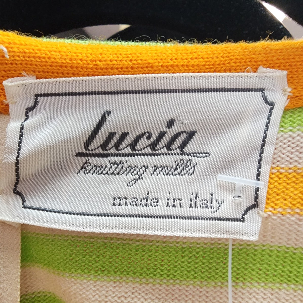 Vintage Lucia Made In Italy Green & Orange Knit Mini Dress Size S
