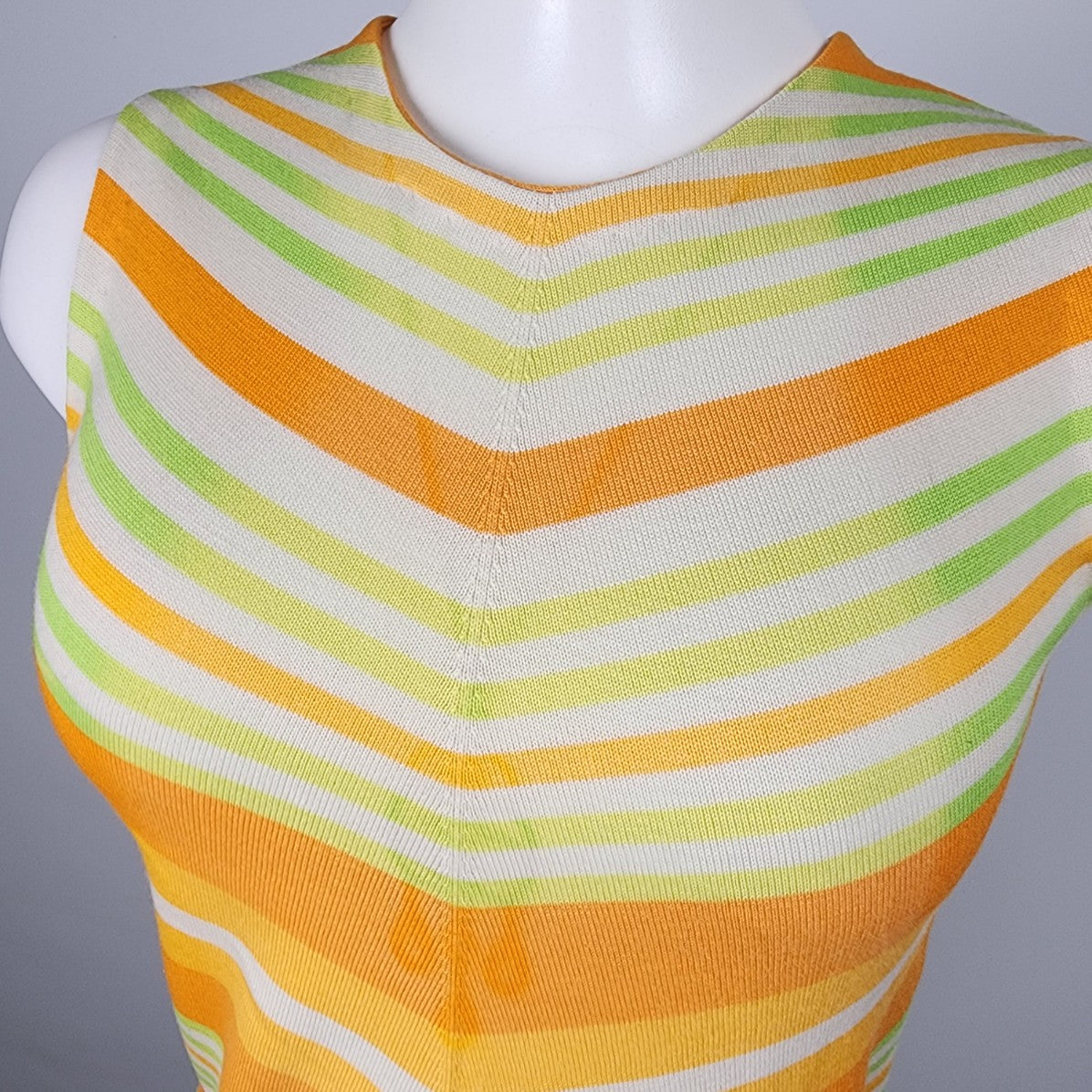Vintage Lucia Made In Italy Green & Orange Knit Mini Dress Size S