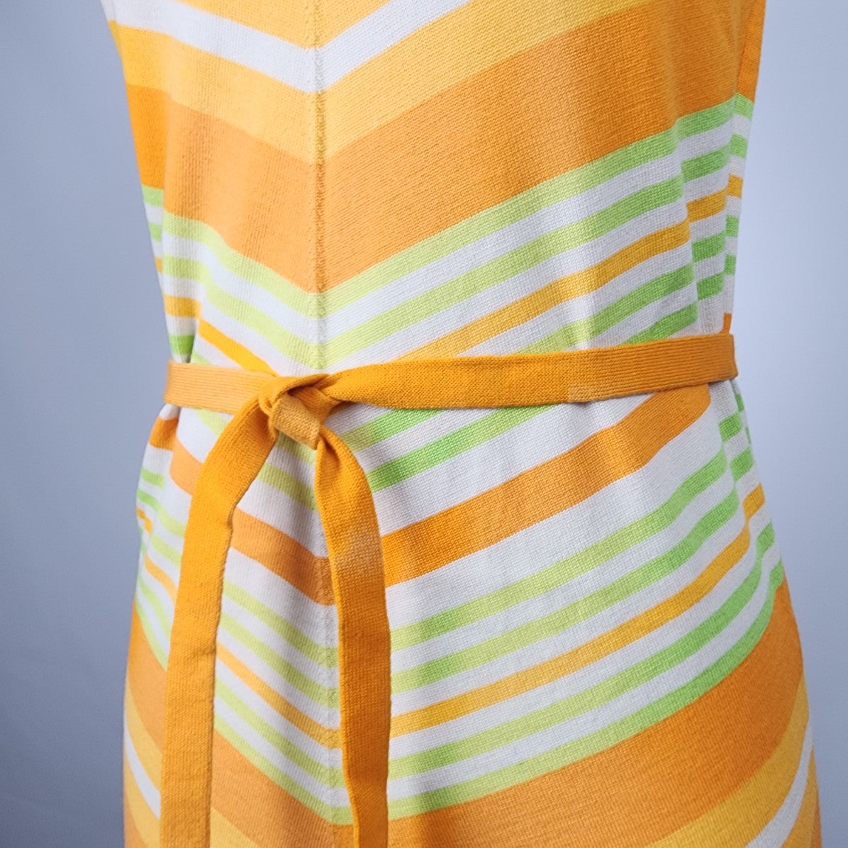 Vintage Lucia Made In Italy Green & Orange Knit Mini Dress Size S