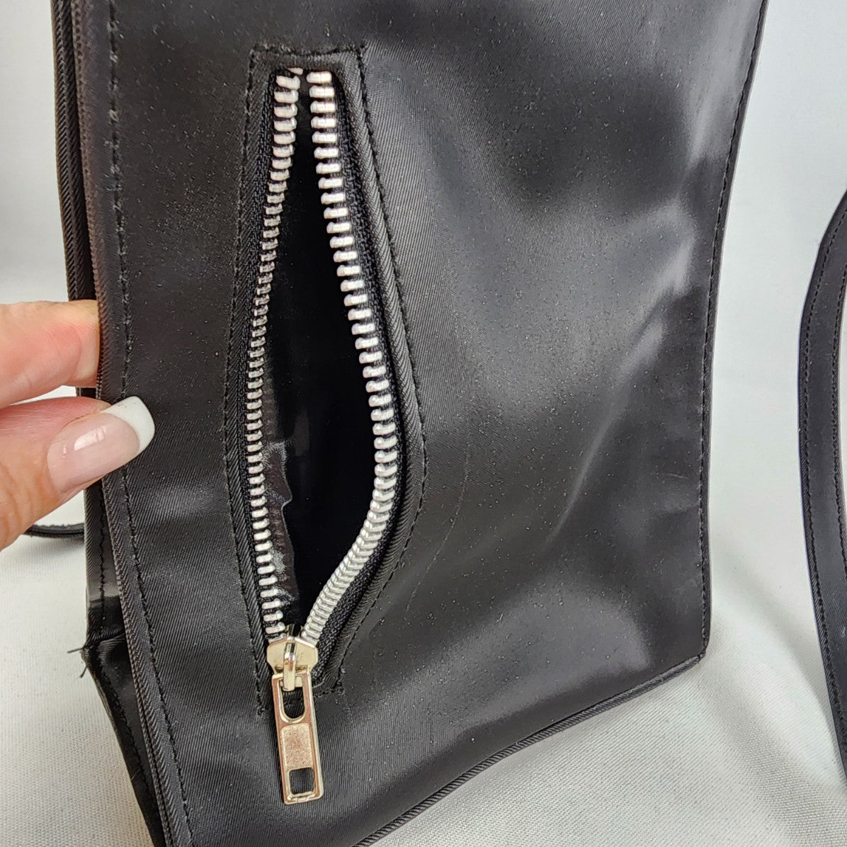 Vintage Y2K Black Zip Detail Mini Tote Shoulder Purse