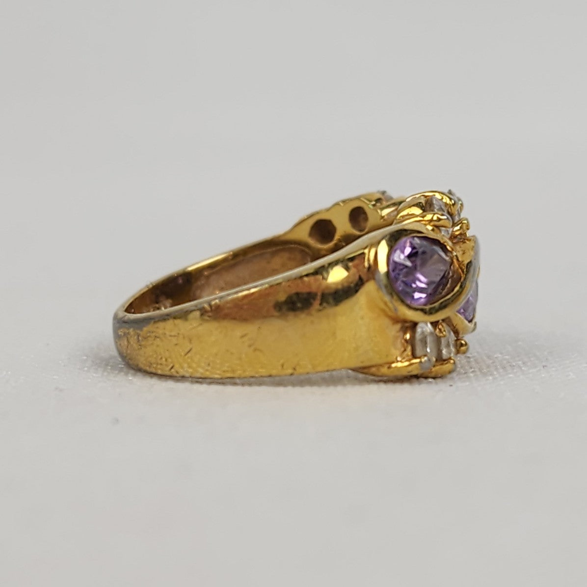Gold Tone Purple Stone Ring Size 7