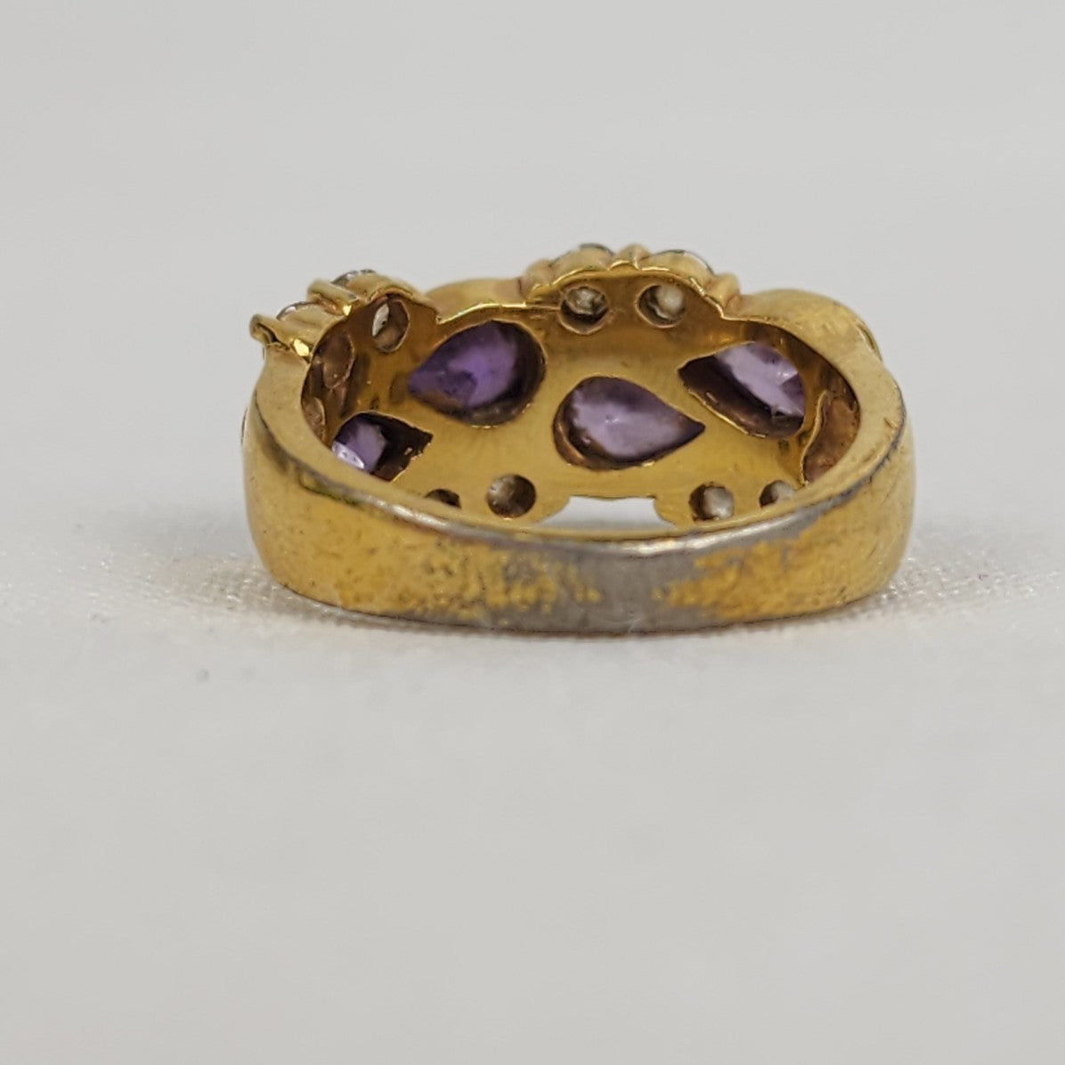 Gold Tone Purple Stone Ring Size 7