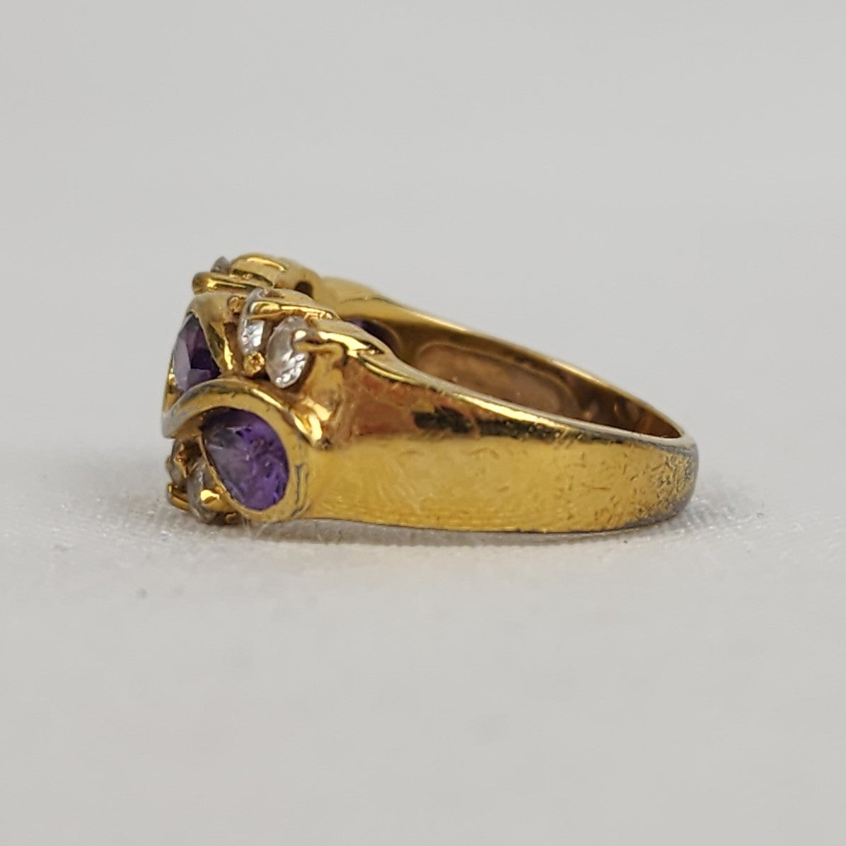 Gold Tone Purple Stone Ring Size 7