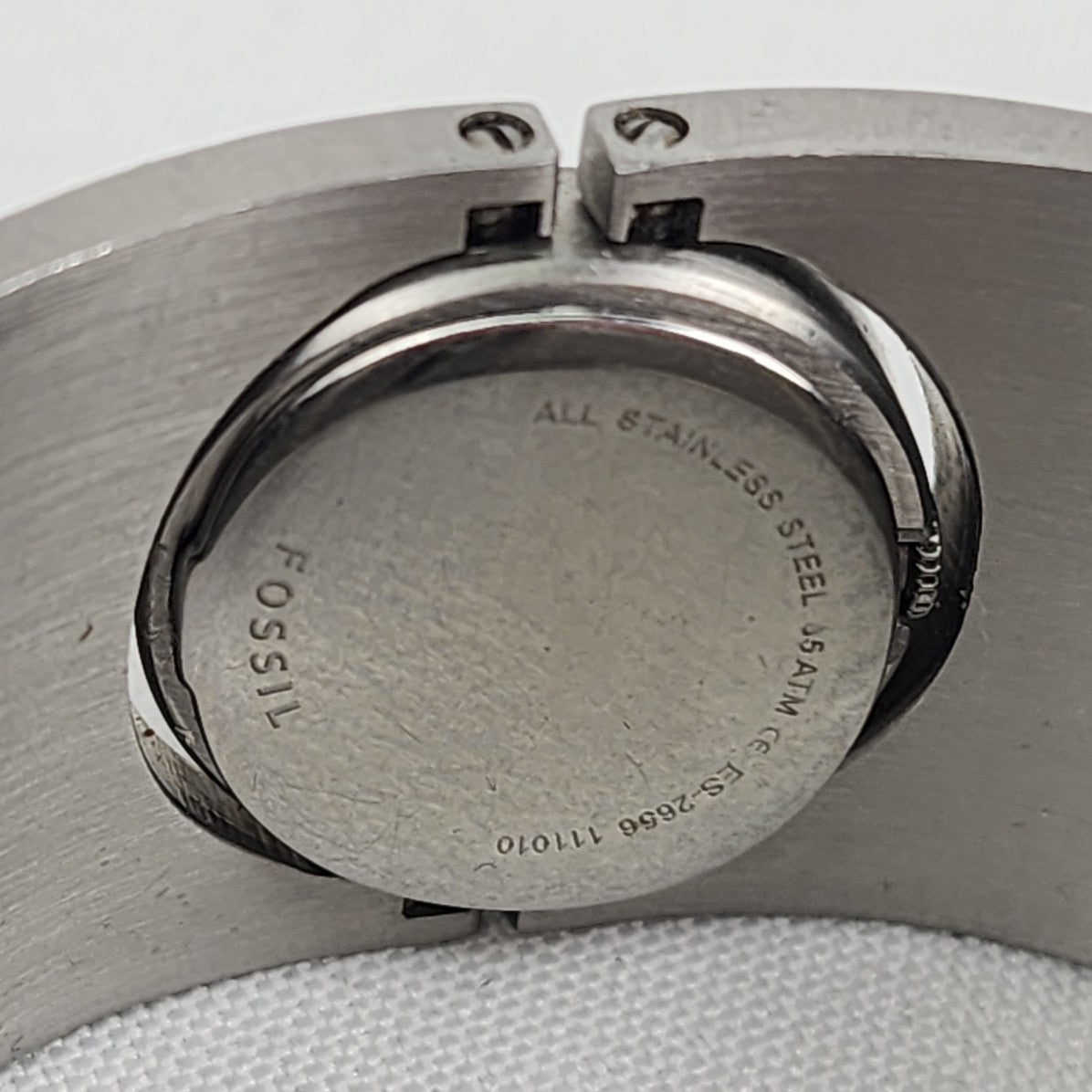 Fossil Brown Leather Silver Hinge Bracelet Watch