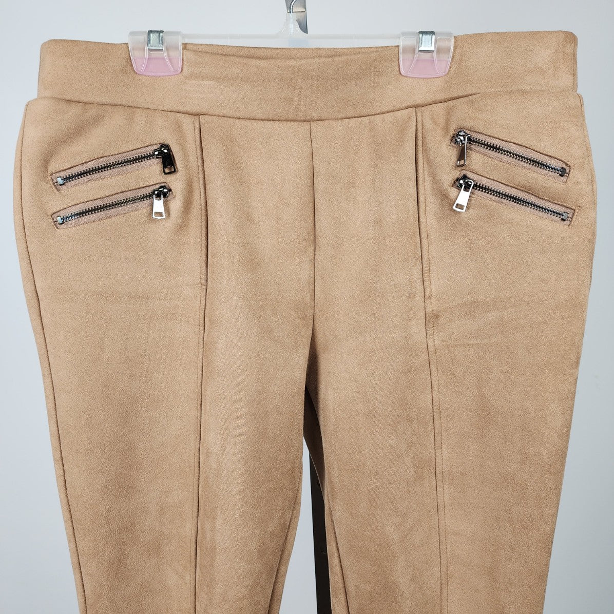 Minkas Brown Faux Suede Pull On Pants Size 2XL