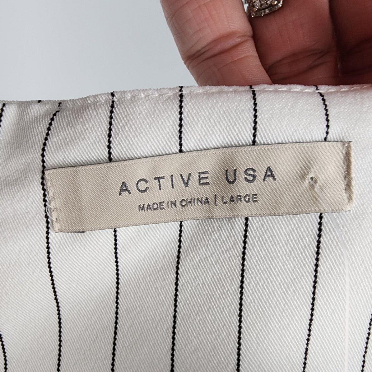 Active USA White Pin Striped Midi Skirt Size L