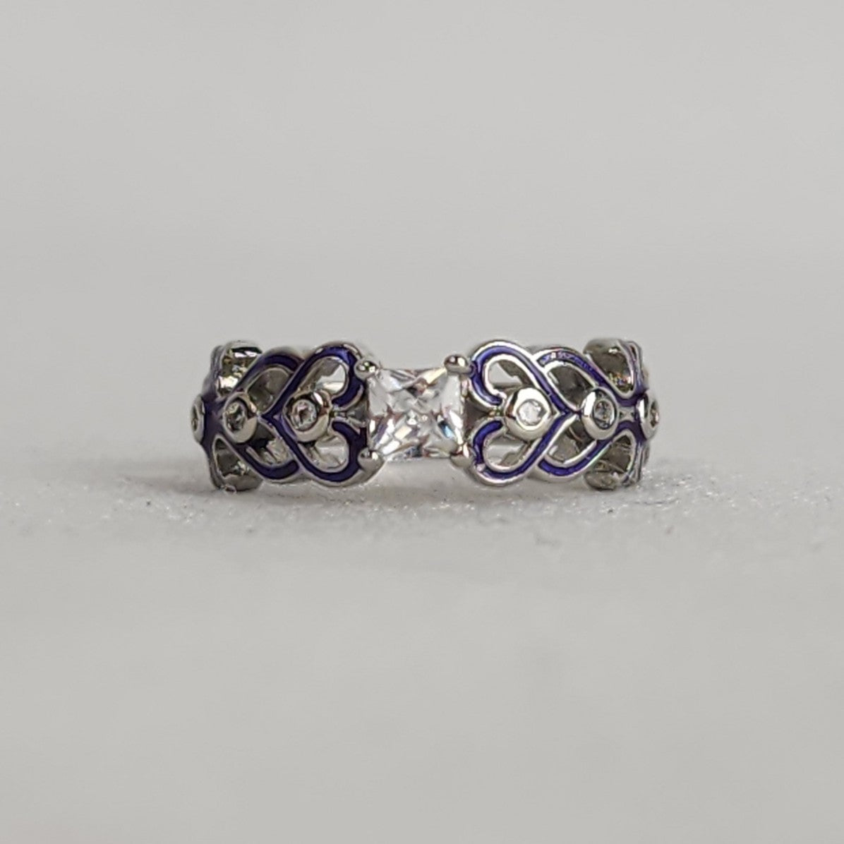 925 Sterling Silver Purple Filagree Ring Size 6.5
