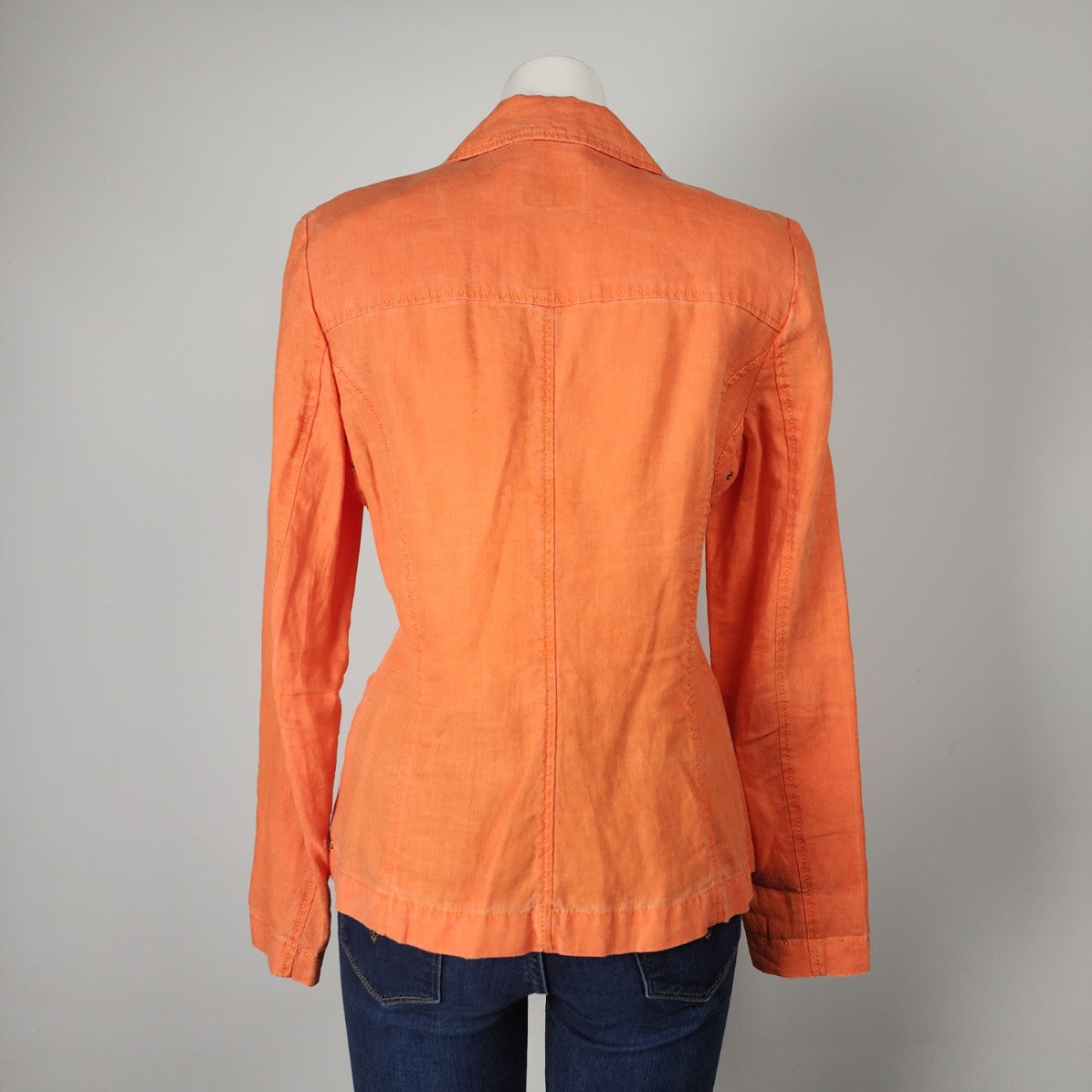 Tuzzi Orange Linen Zip Up Blazer Jacket Size M
