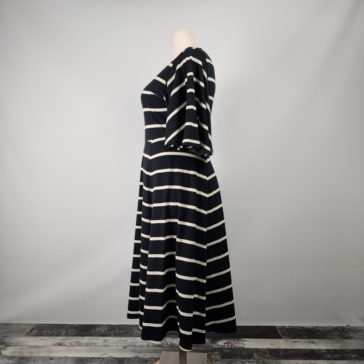 Who What Wear Black Stripped Fit & Flare Dress Size XL
