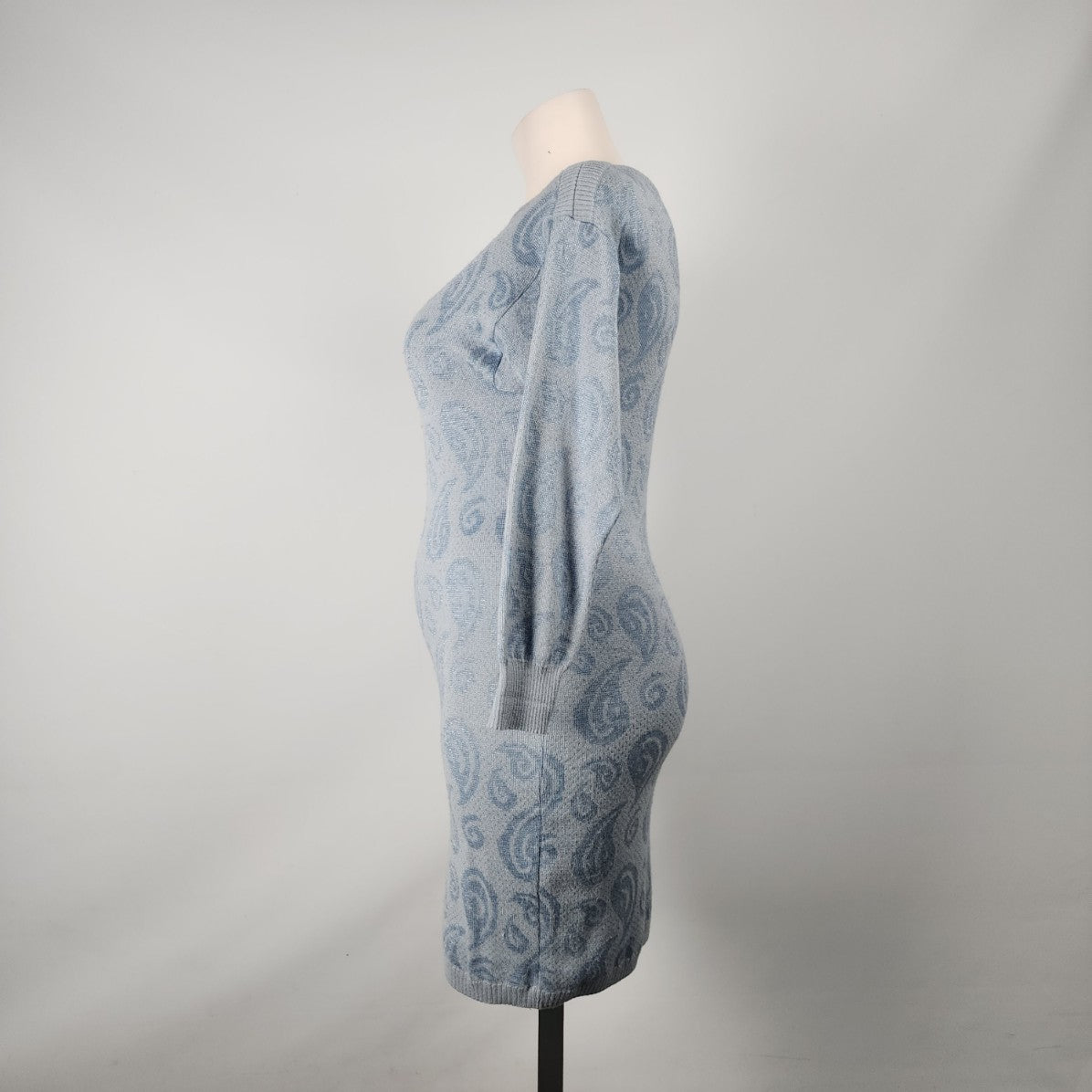 Vintage Express Blue Knit Wool Sweater Dress Size M