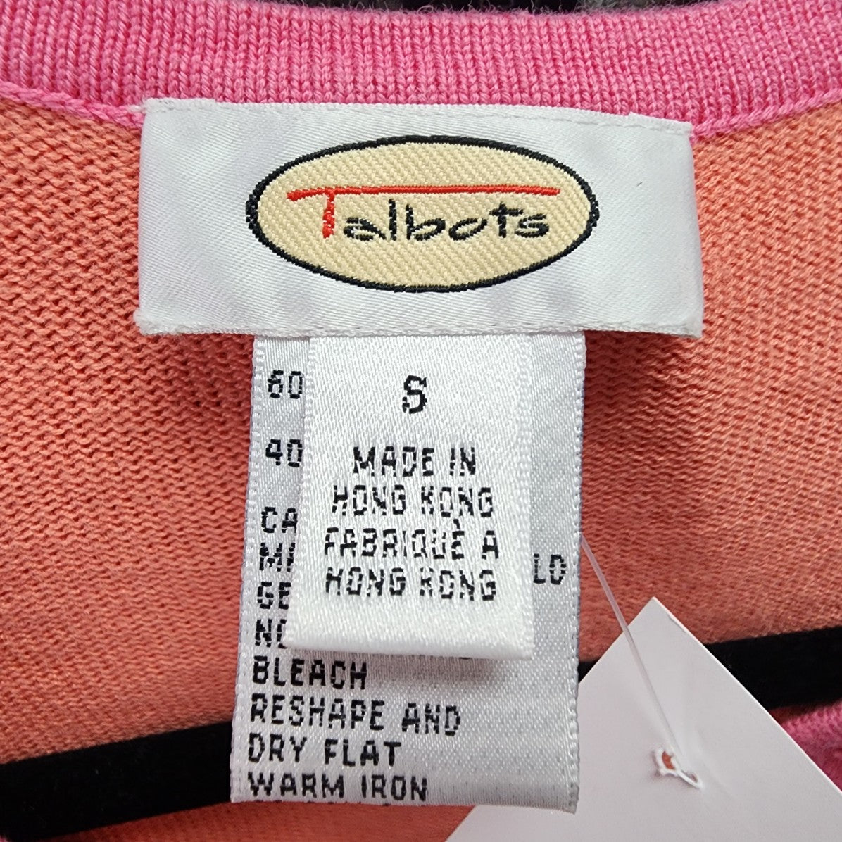 Talbots Orange & Pink Cotton Cardigan Size S