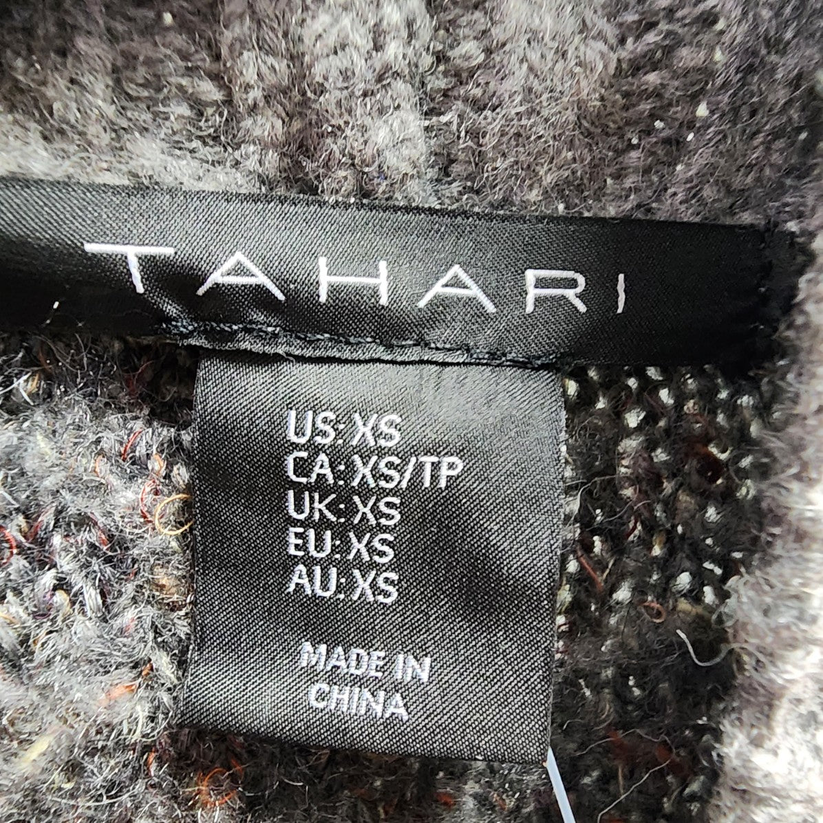 Tahari Grey Knit Long Cardigan Size XS
