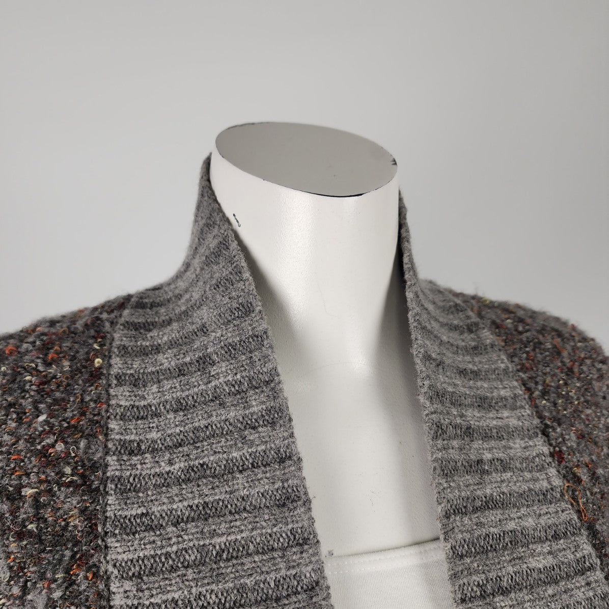 Tahari Grey Knit Long Cardigan Size XS