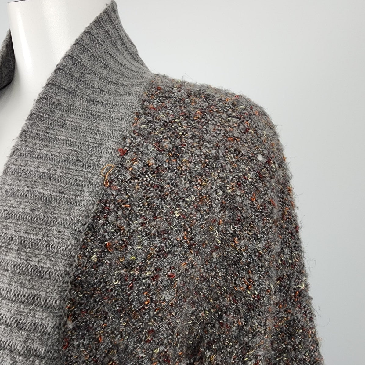Tahari Grey Knit Long Cardigan Size XS