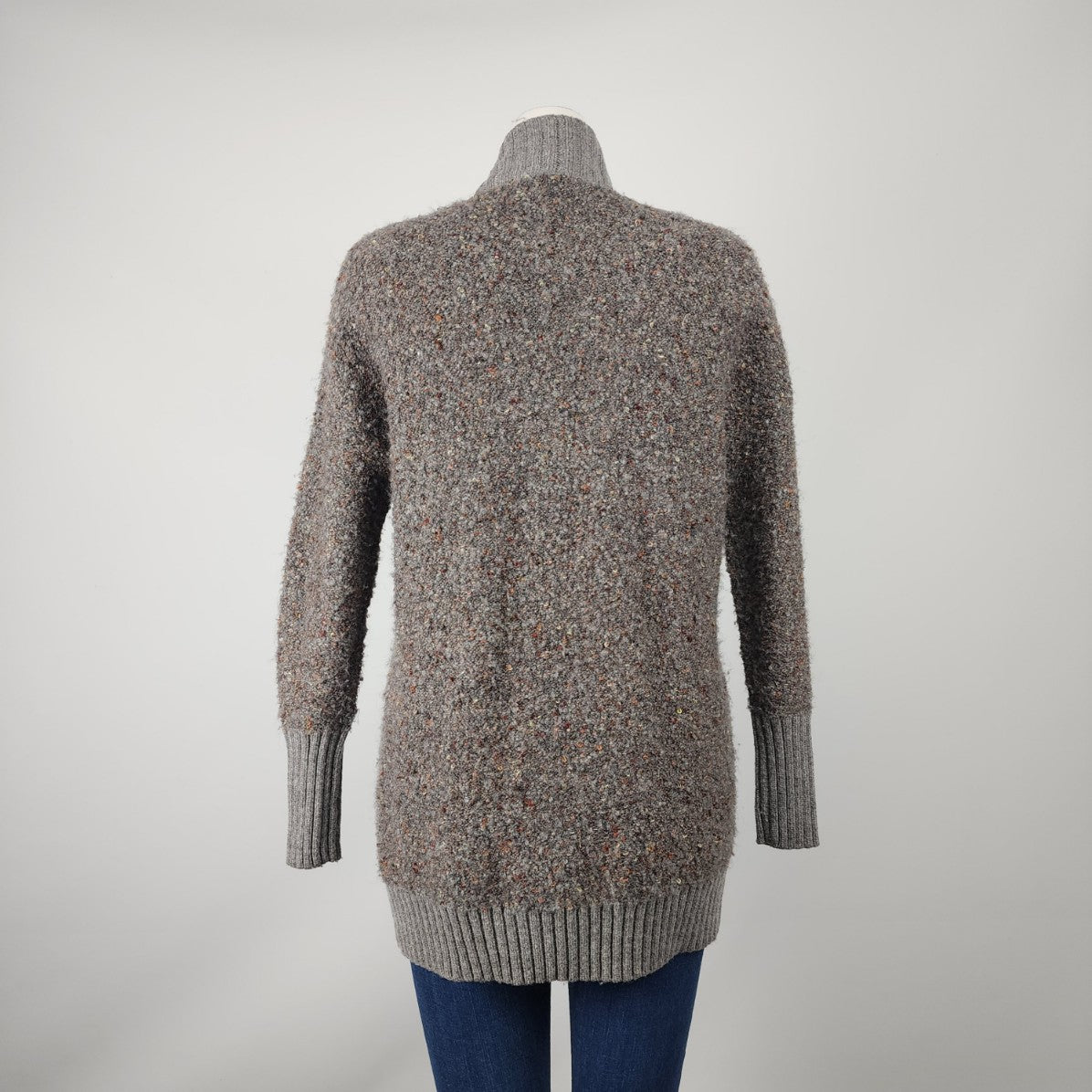 Tahari Grey Knit Long Cardigan Size XS