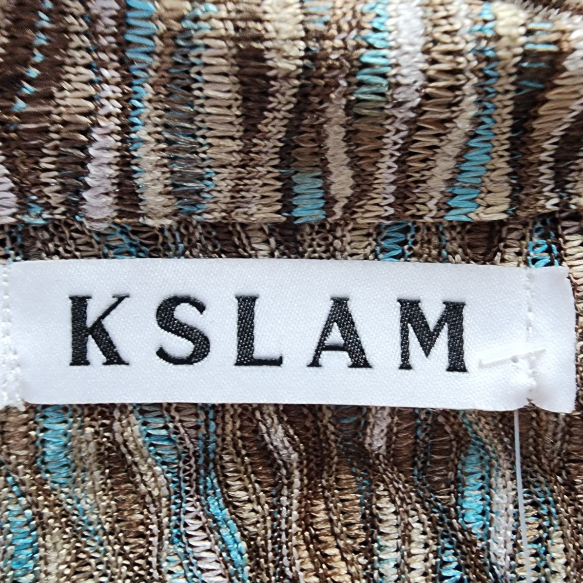 Kslam Brown & Blue Woven Button Up Blouse Size XS
