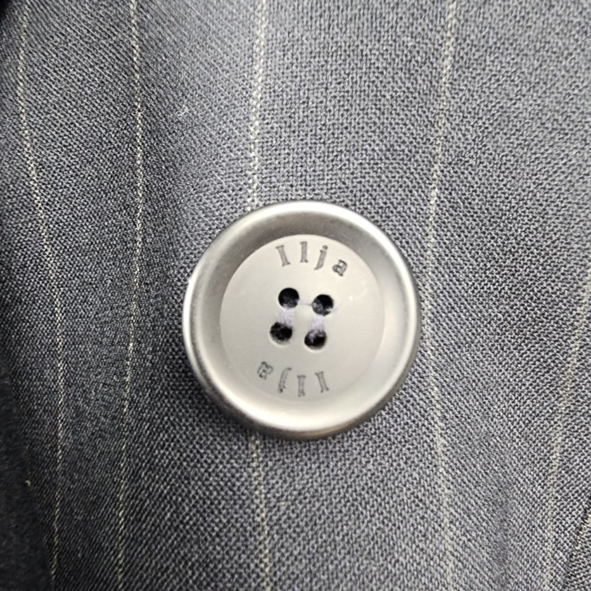 Ilja Navy Blue Pin Striped Double Breasted Cropped Blazer Size M
