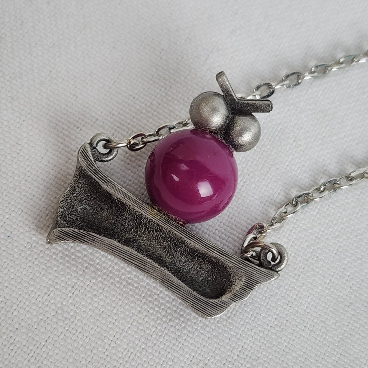 Vintage Owl Sitting On a Log Pendant Chain Necklace