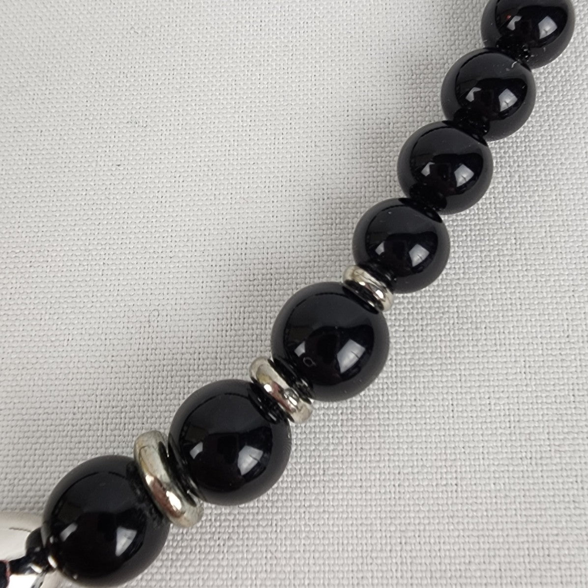 Vintage 80s Black Beaded Statement Necklace