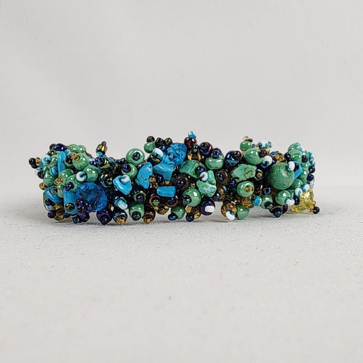 Blue & Green Glass Beaded Cluster Bracelet