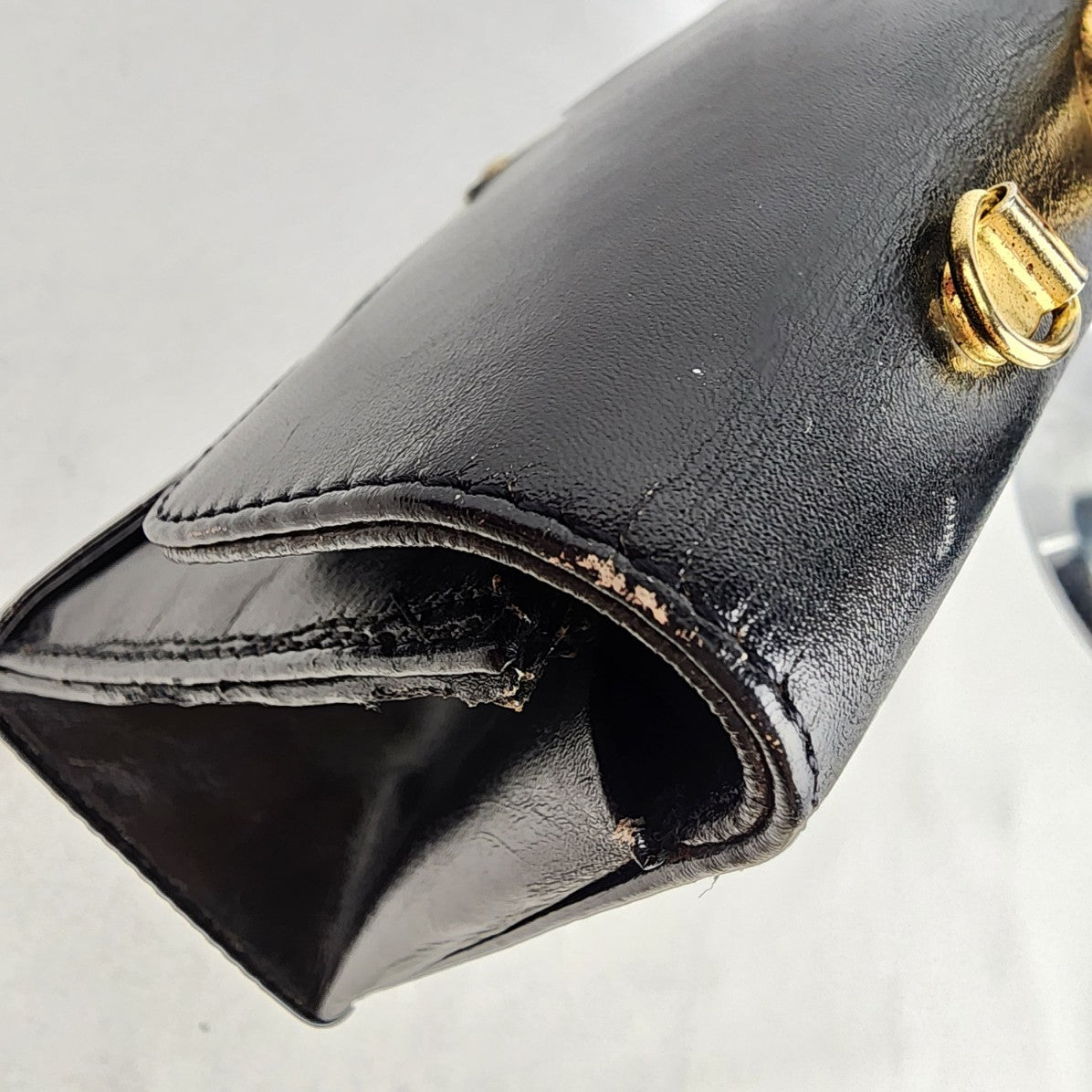 Vintage Italy Black Top Handle Satchel Purse