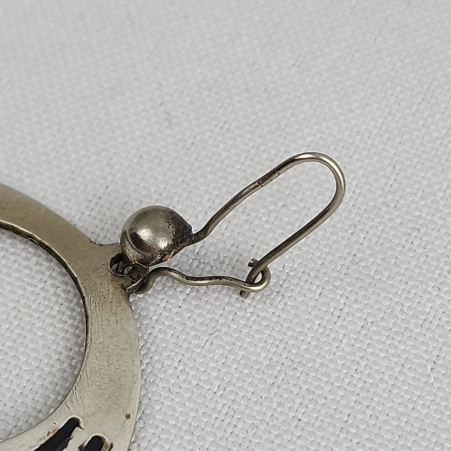 Vintage Mexico Silver Enamel Abalone Schell Earrings