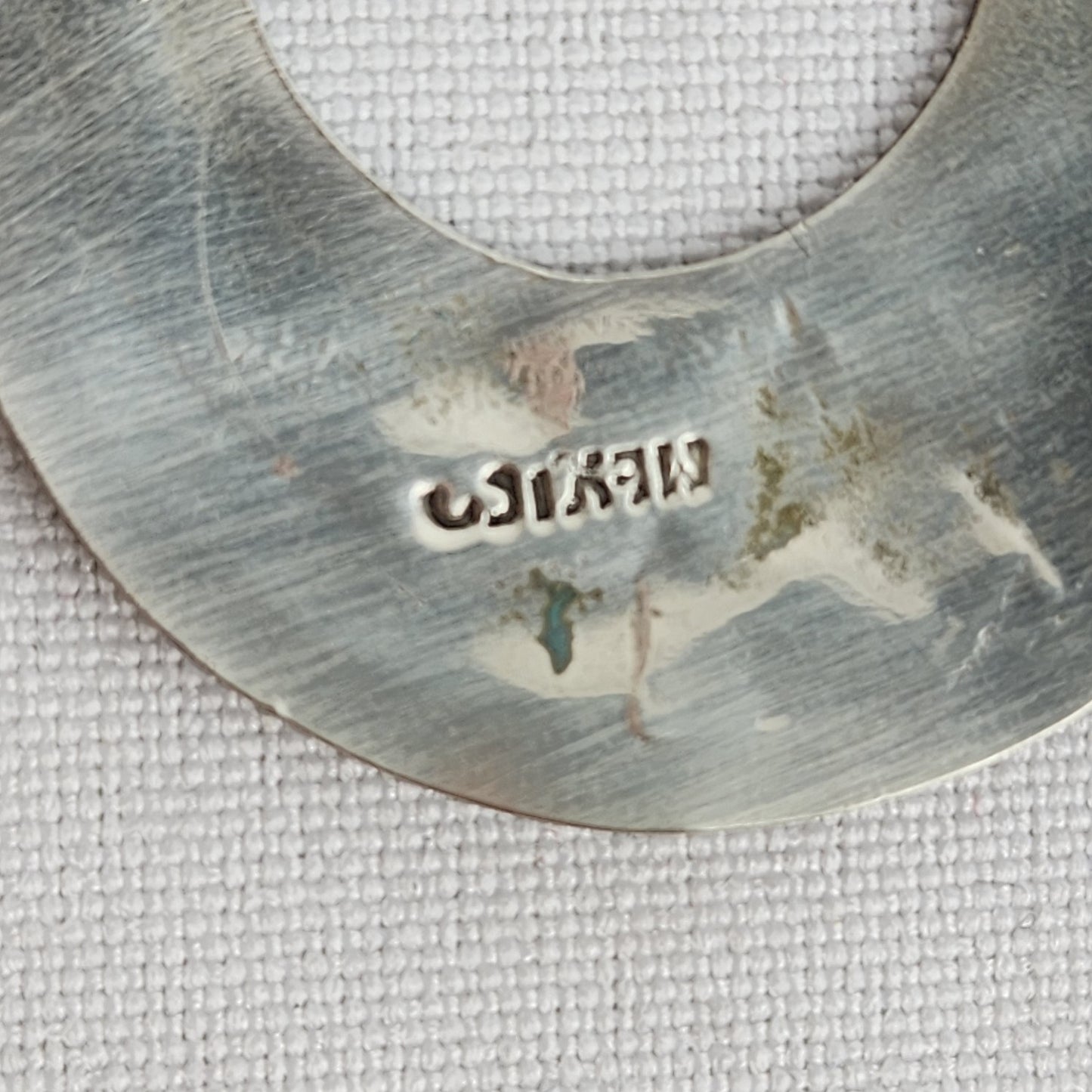 Vintage Mexico Silver Enamel Abalone Schell Earrings