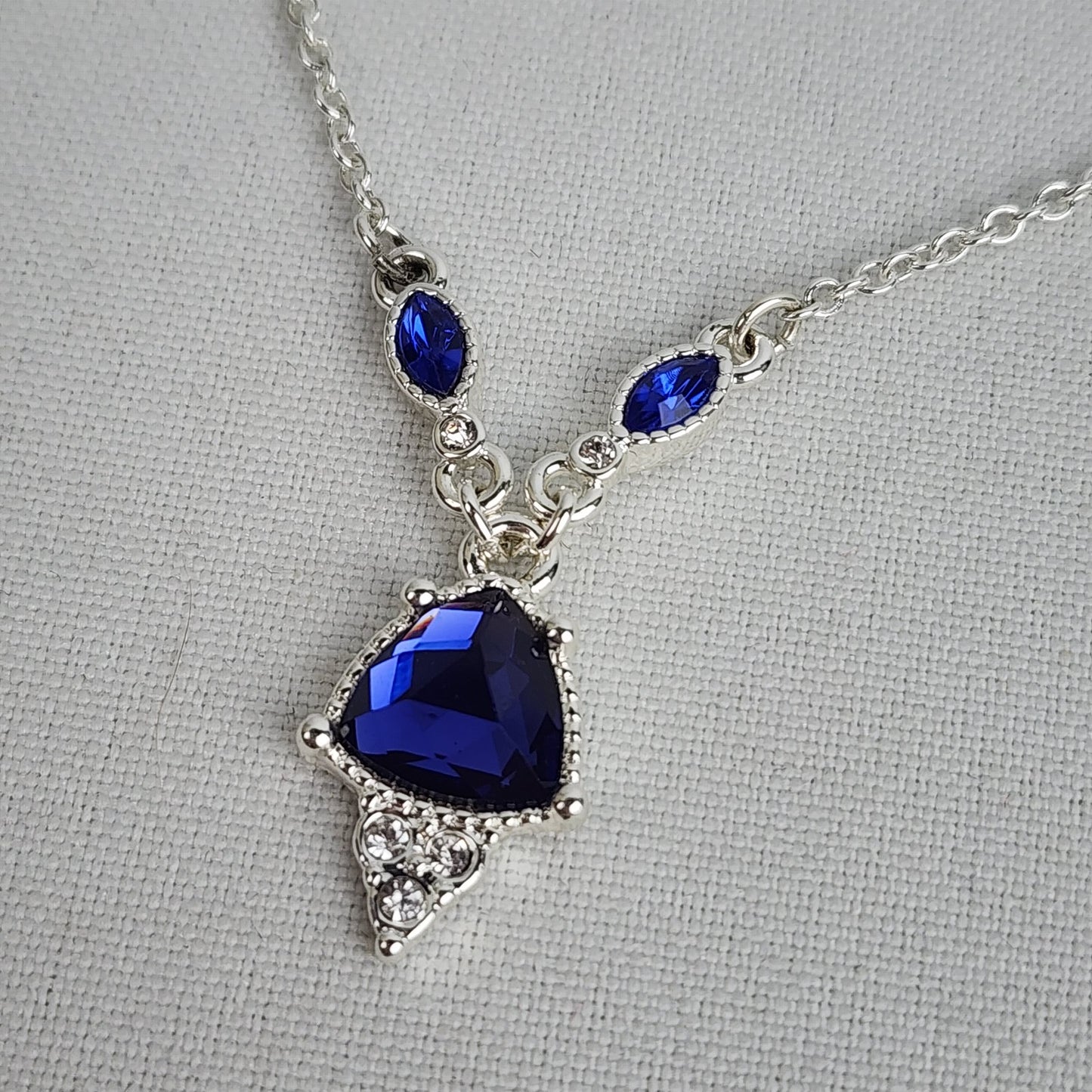 SHB Silver Tone Blue Stone Necklace