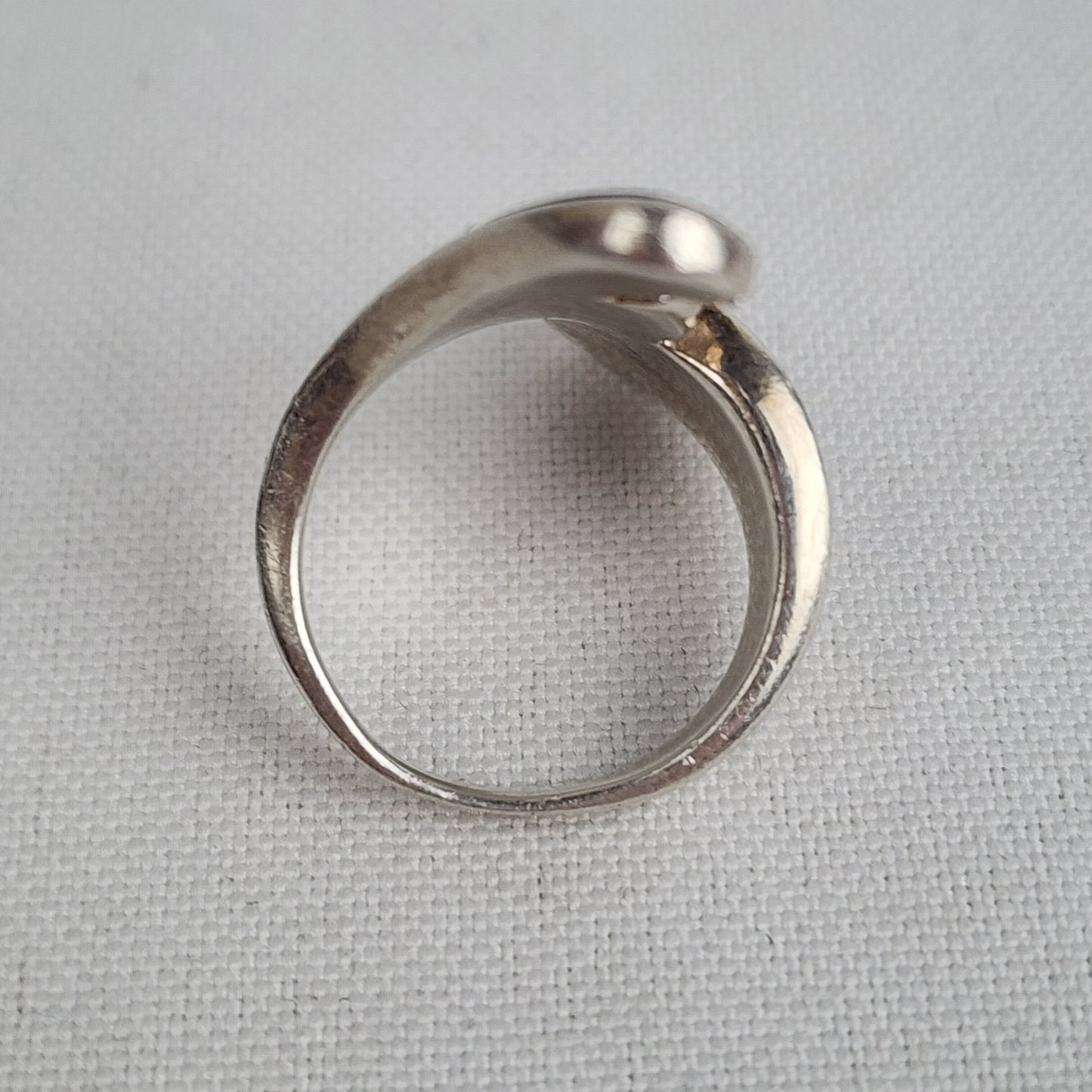 925 Sterling Silver Black Enamel Ring Size 5.75