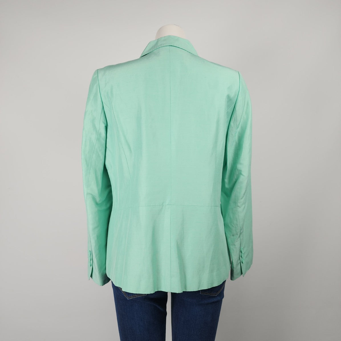 Saudra Augelazzi Mint Green Linen Blend Blazer Size 12