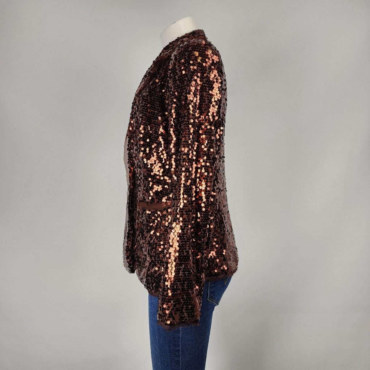 Joan Rivers Brown Sequined Blazer Size M