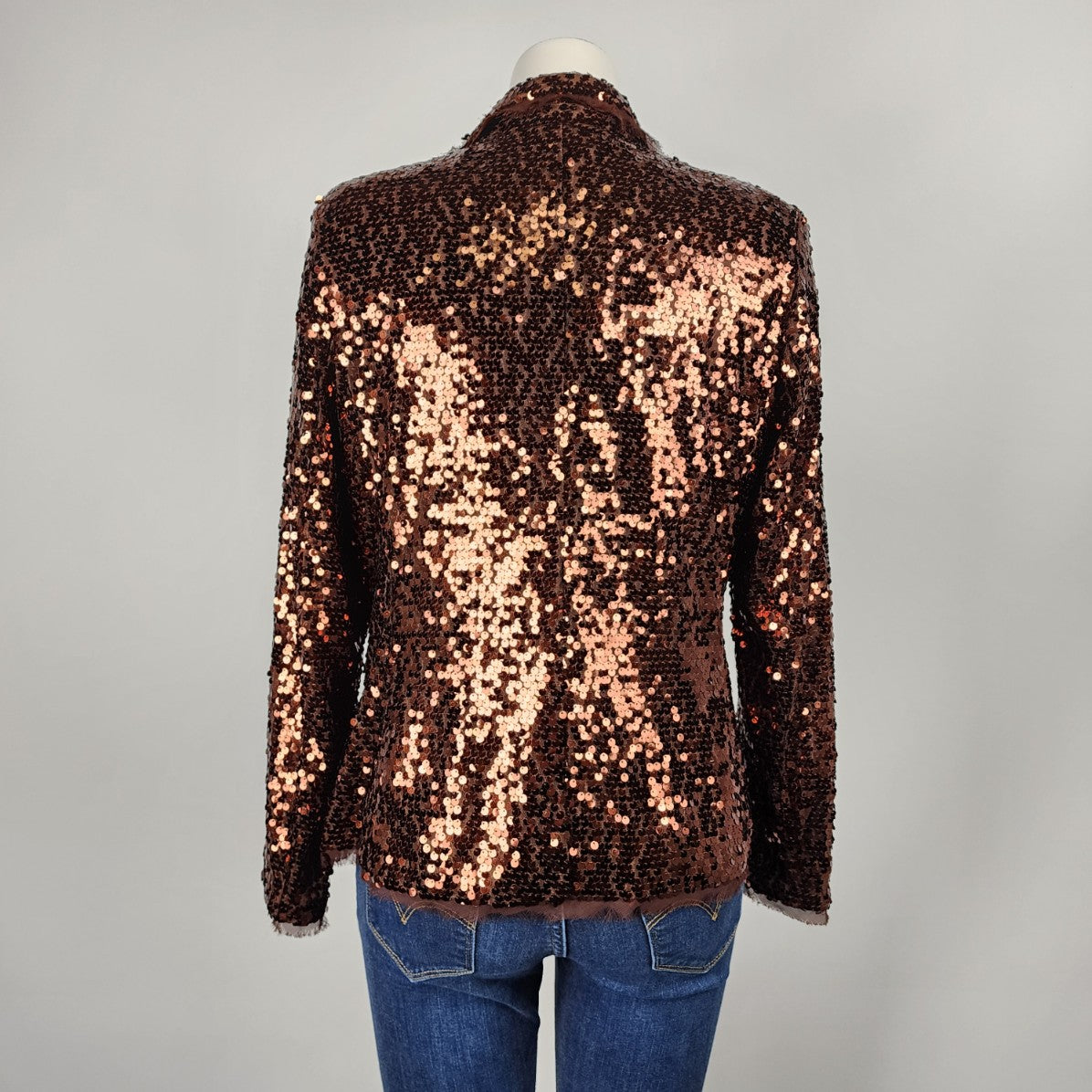 Joan Rivers Brown Sequined Blazer Size M