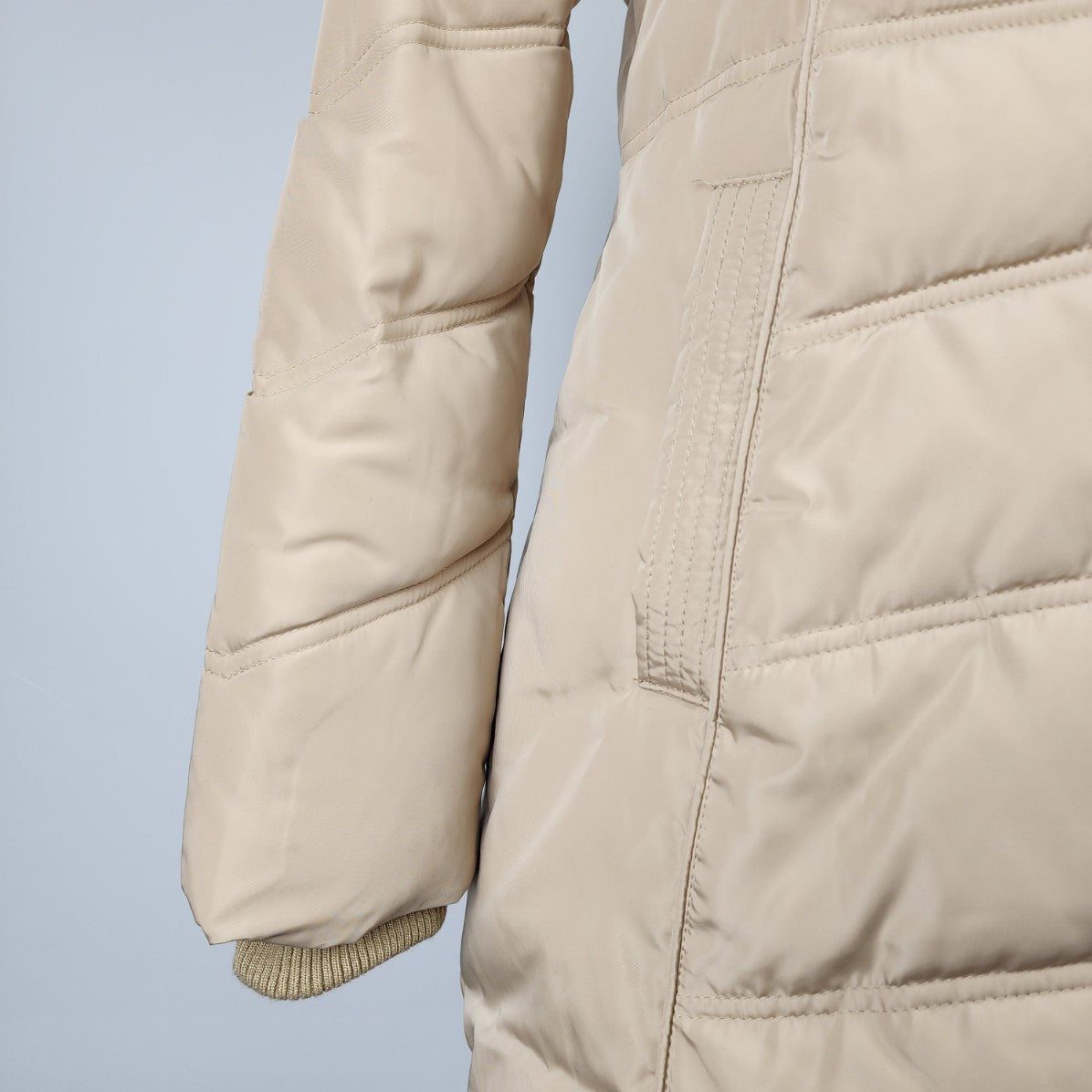 Ellabee Cream Fur Trim Puffer Winter Coat Size M