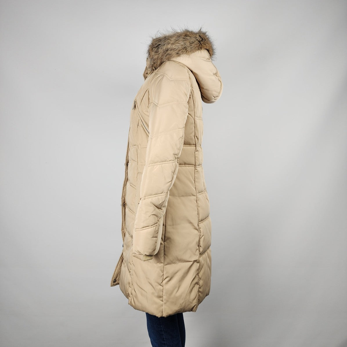 Ellabee Cream Fur Trim Puffer Winter Coat Size M