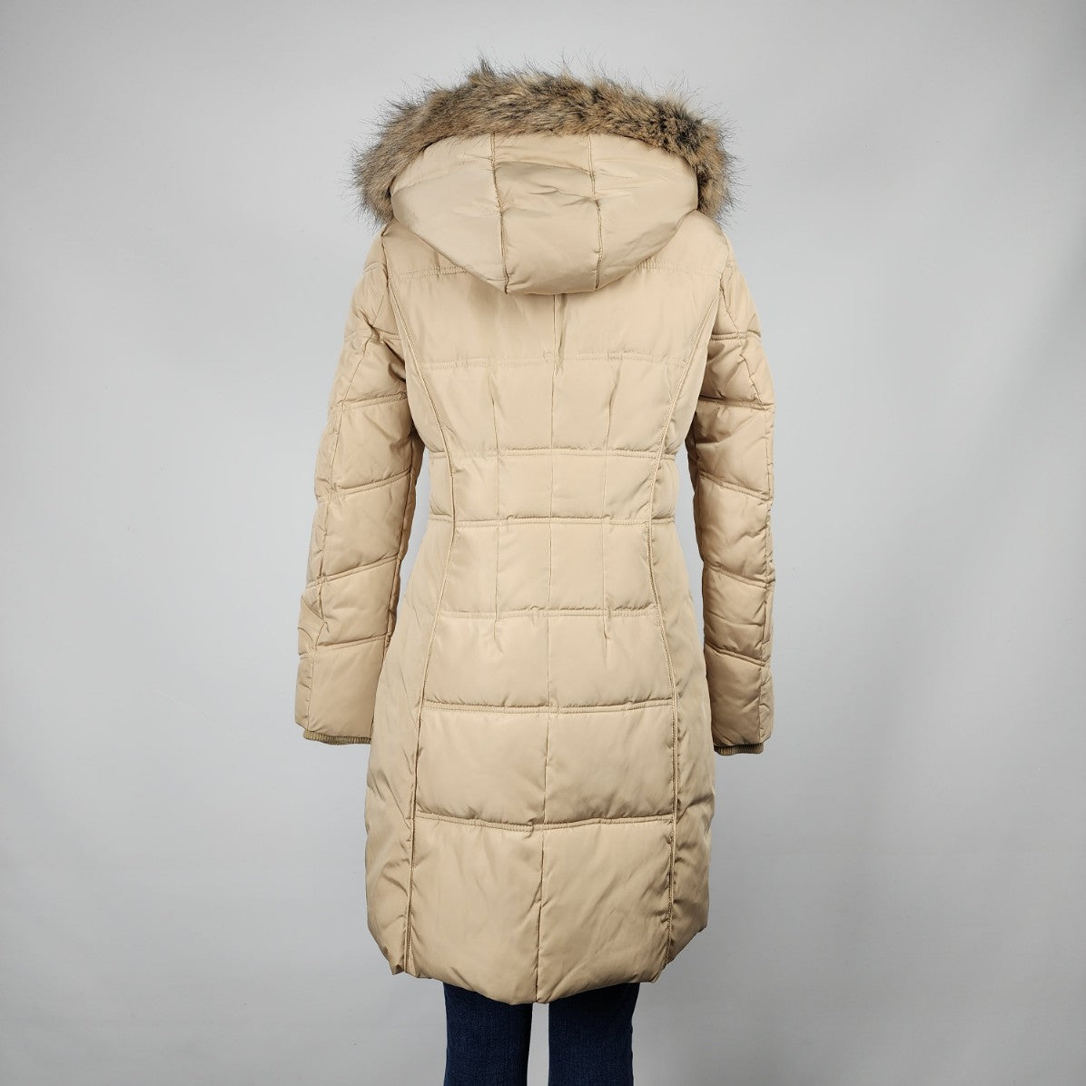 Ellabee Cream Fur Trim Puffer Winter Coat Size M