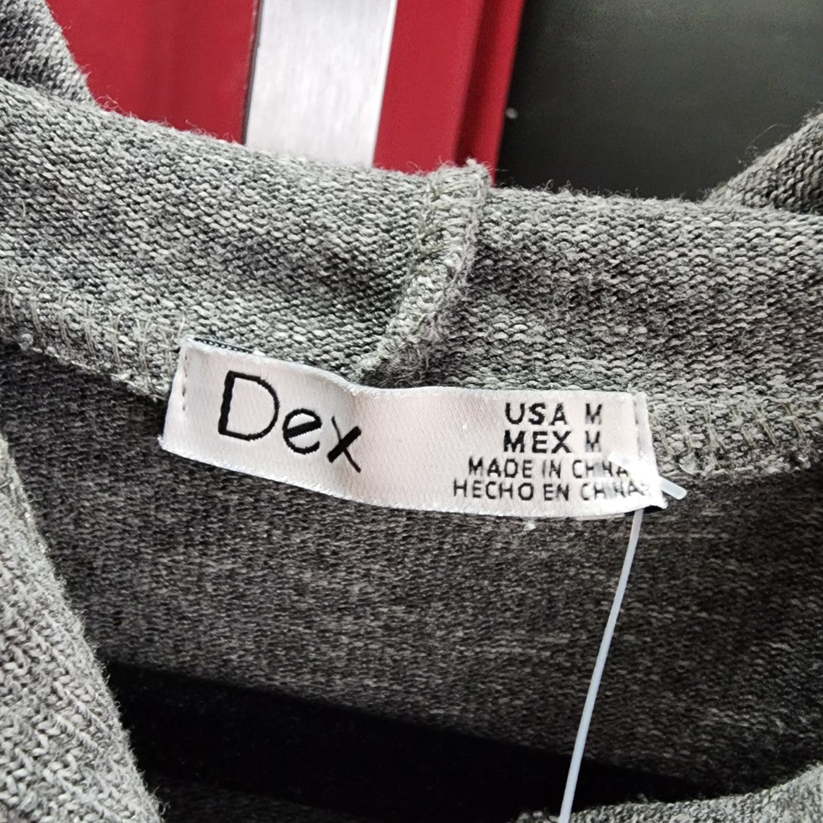 Dex Grey Knit Pearl Detail Hoodie Sweater Size M