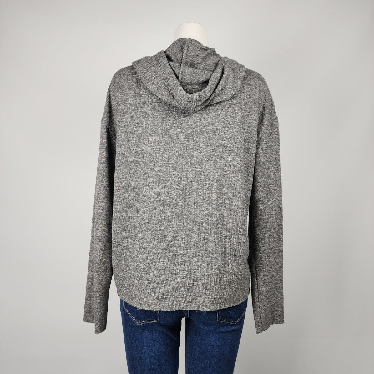 Dex Grey Knit Pearl Detail Hoodie Sweater Size M