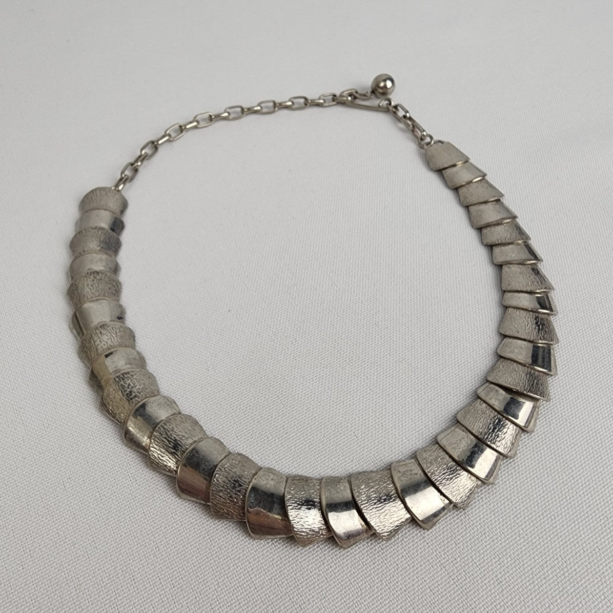 Vintage Silver Tone Layered Chain Collar Necklace