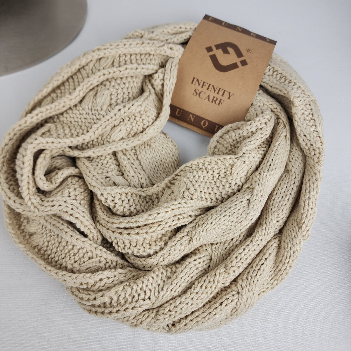 C.C Cream Knit Circle Scarf