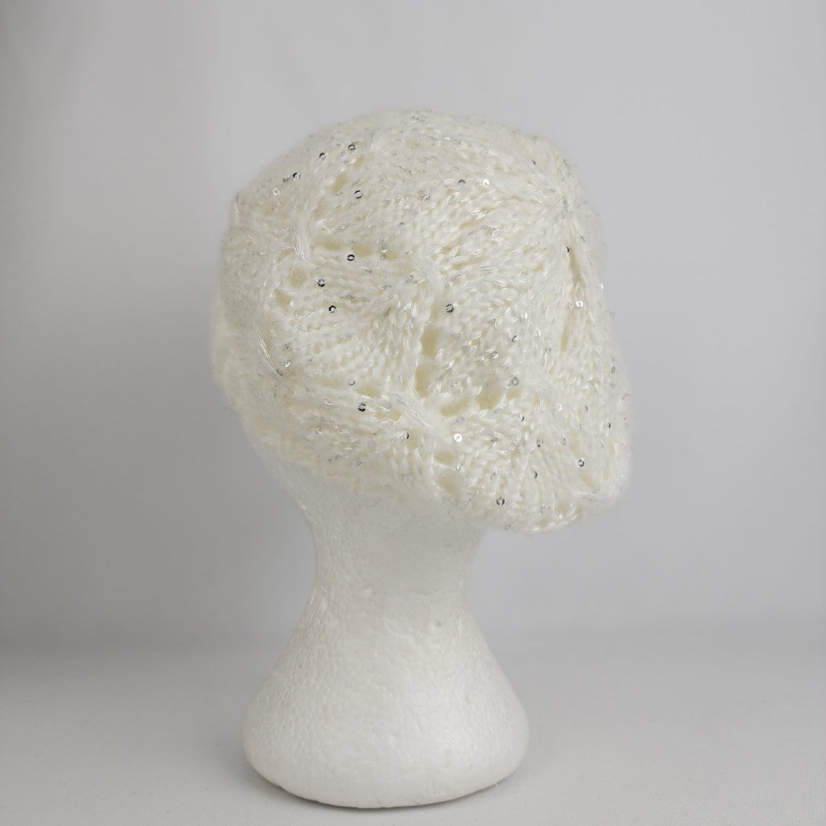 David & Young Cream Gold Sparkle Knit Tam Hat