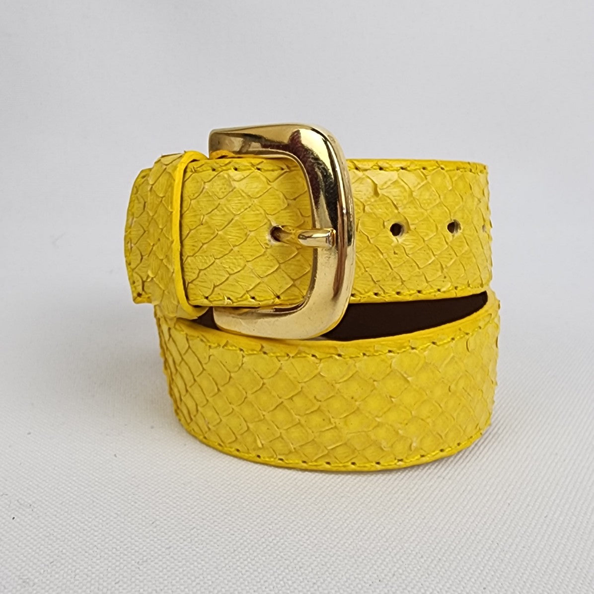 Yellow Leather Snake Skin Belt Bracelet