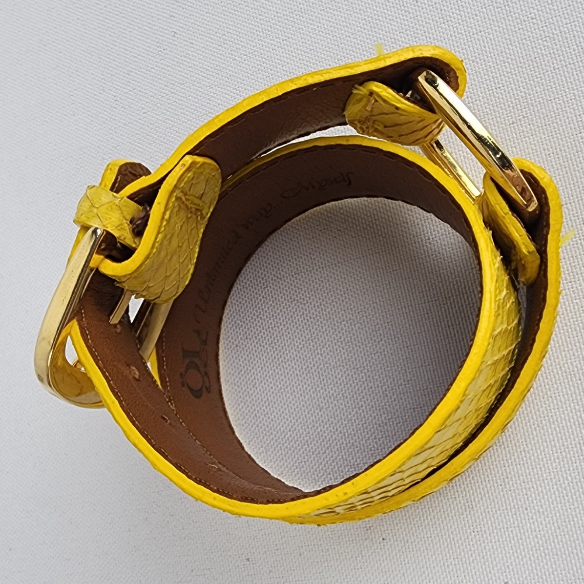 Yellow Leather Snake Skin Belt Bracelet