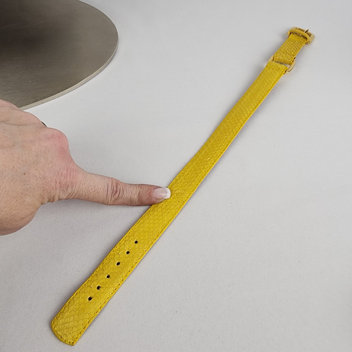 Yellow Leather Snake Skin Belt Bracelet