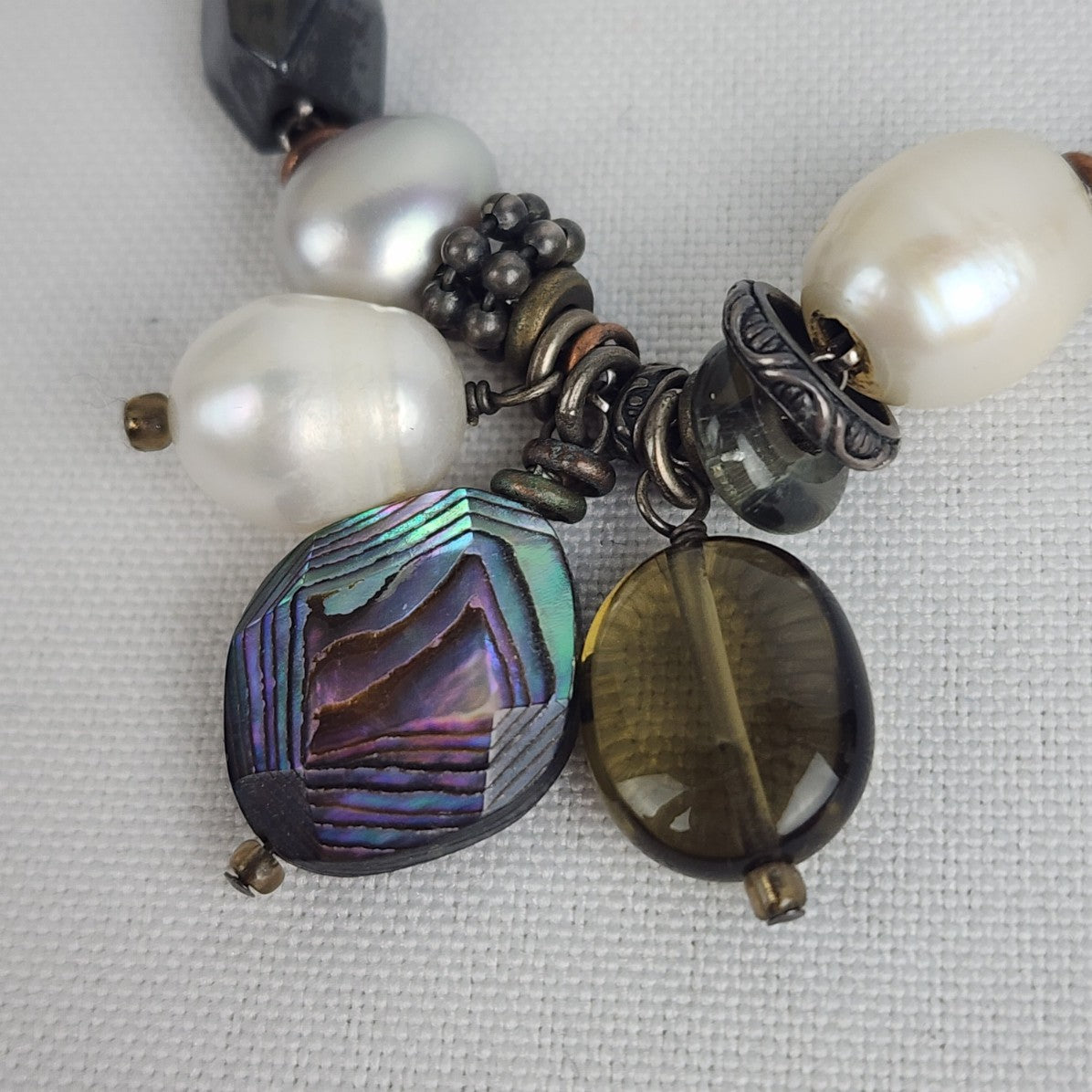 Silpada 925 Sterling Silver Hematite Pearl Abalone Shell Necklace